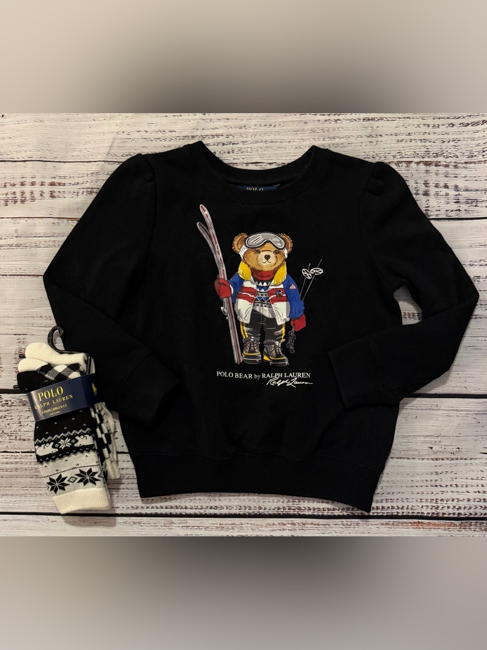 Ralph Lauren Sweatshirt & NWT Socks size 6 Girls